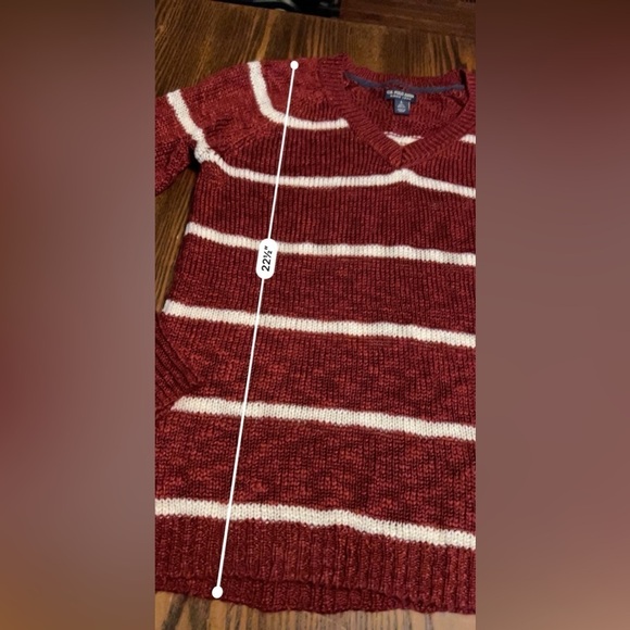 U.S. POLO ASSN. Red and White Stripe Sweater women’s large v neck pullover - Picture 6 of 16